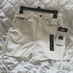 DKNY Kent Womens Frayed Hem High Rise Denim Shorts